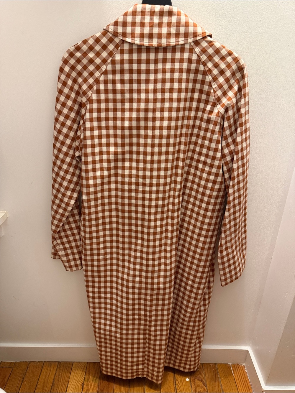 Sezane Clyde Coat Brown Gingham/ Ecru - Size 4 - Picture 2 of 3